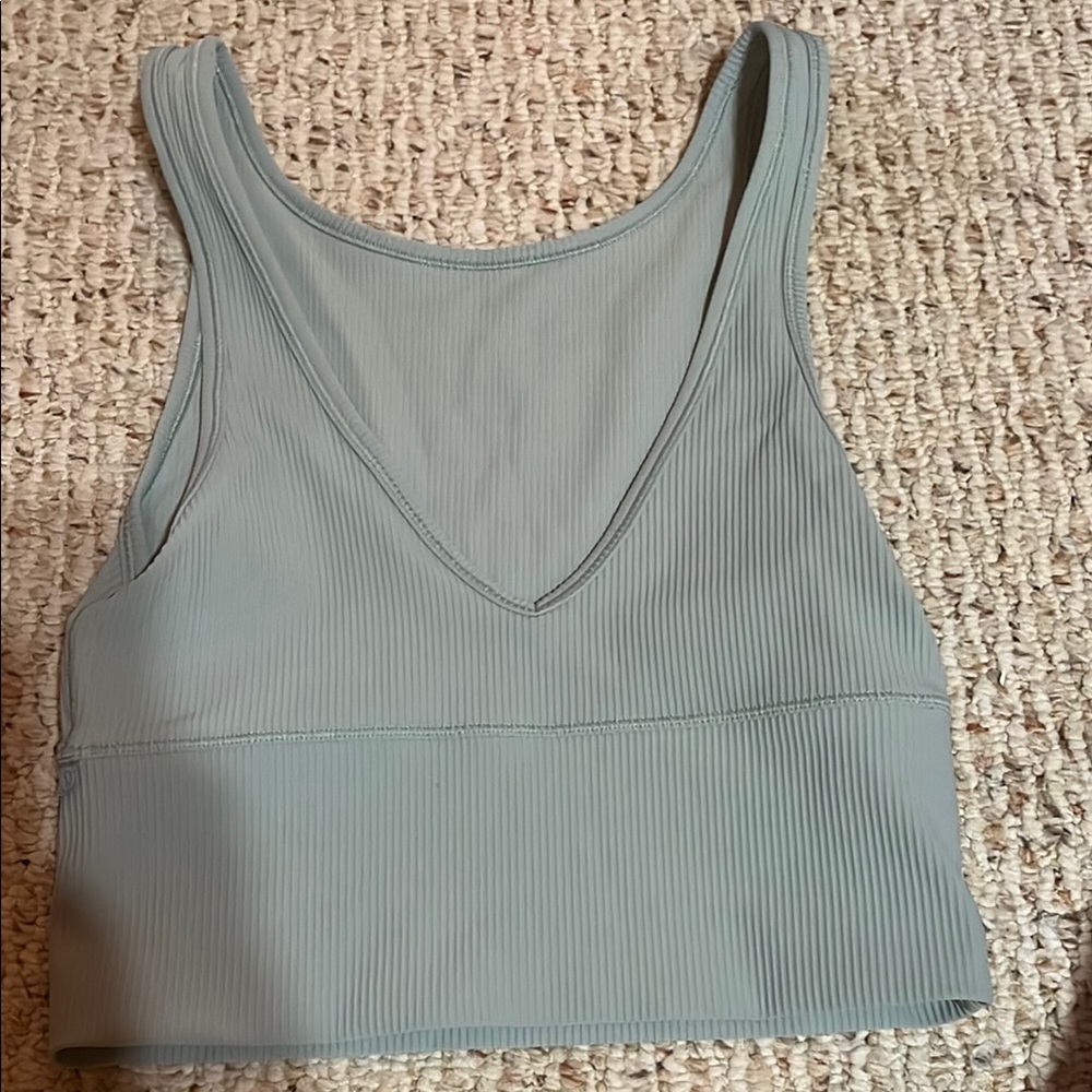 Lululemon light blue fitted reversible crop tank top